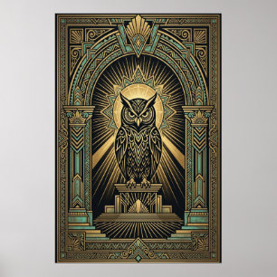 Affiche de sagesse de hibou Art déco   Géométrique
