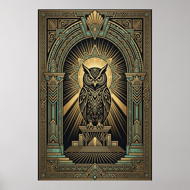 Affiche de sagesse de hibou Art déco | Géométrique (Devant)