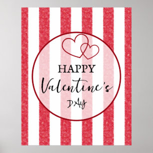 Affiche de Saint-Valentin coeurs rayures