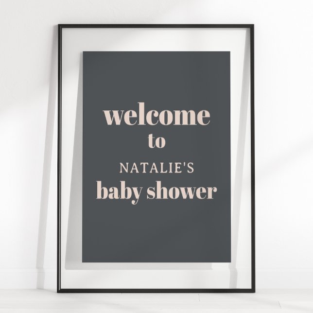 Affiche de salle de bain bébé typographie boho gri (Créateur téléchargé)