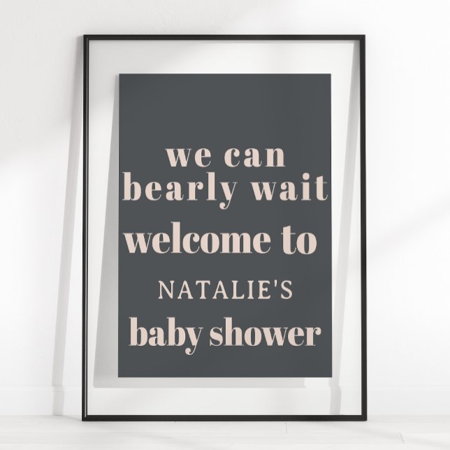 Affiche de salle de bain bébé typographie boho gri (Créateur téléchargé)