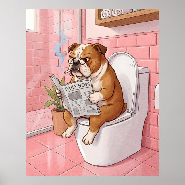 Affiche de salle de bain Bouledogue Anglais Impres (Devant)