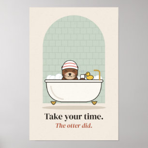 Affiche de salle de bain 'Jolie loutre prend son t
