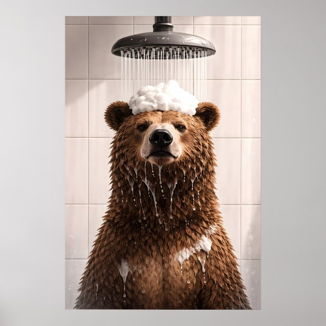 Affiche de salle de bain ours, mur de salle de bai (Devant)