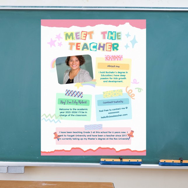 Affiche de salle de classe pour rencontrer l'ensei (Créateur téléchargé)