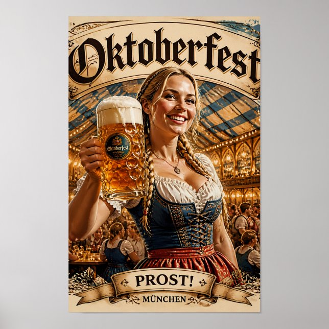Affiche de salle de fête de l'Oktoberfest vintage (Devant)