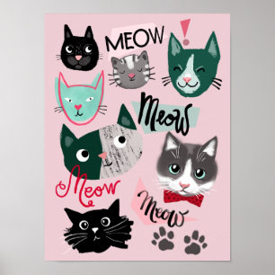 Affiche de salle de jeu mignonne avec visages de c
