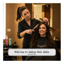Affiche de salon de coiffure élégant avec nom pers