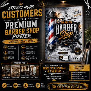 Affiche de salon de coiffure modifiable Enseigne