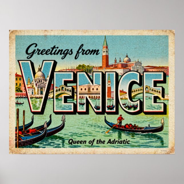 Affiche de salutations vintage de Venise (Devant)