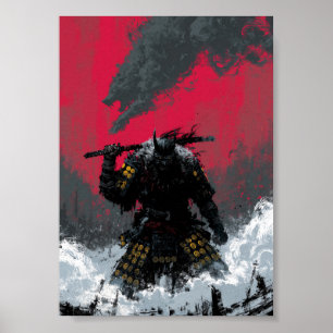 Affiche de samouraï de dark fantasy