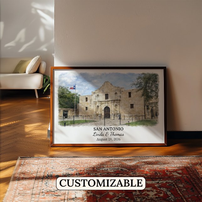 Affiche de San Antonio Texas, Aquarelle, Sur mesur (Créateur téléchargé)