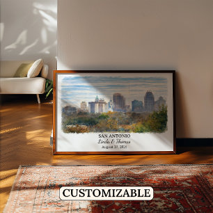 Affiche de San Antonio Texas, Aquarelle, Sur mesur