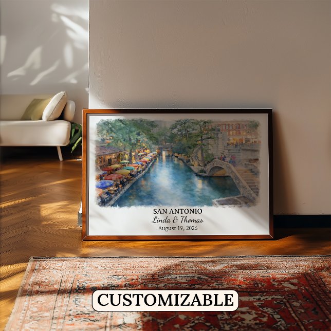 Affiche de San Antonio Texas, Aquarelle, Sur mesur (Créateur téléchargé)
