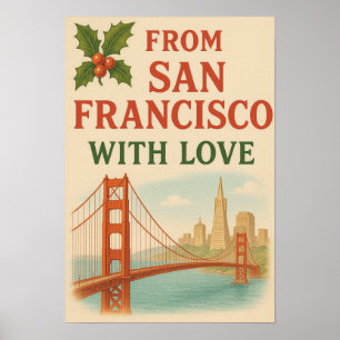 Affiche De San Francisco Avec Amour - Noël Vintage