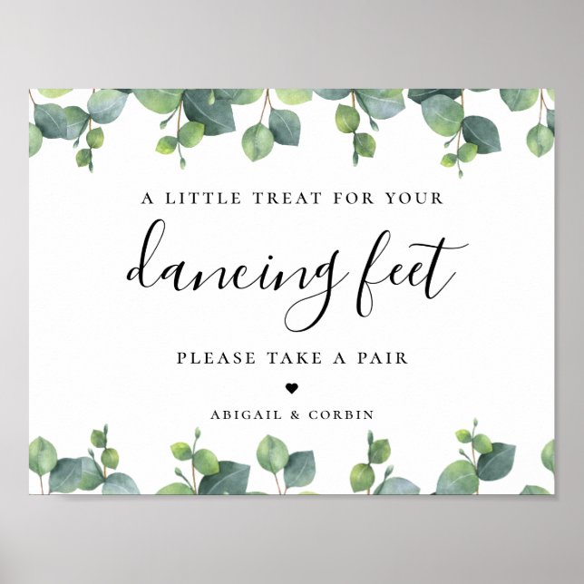 Affiche de sandales de mariage aux feuilles d'euca (Devant)