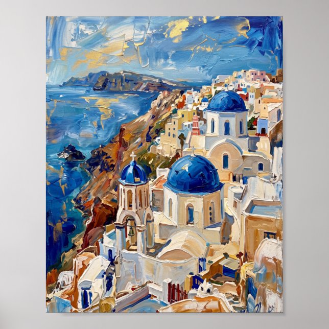 Affiche de Santorin Peinture à l'Huile Abstraite L (Devant)