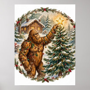 Affiche de sapin de Noël de Bigfoot
