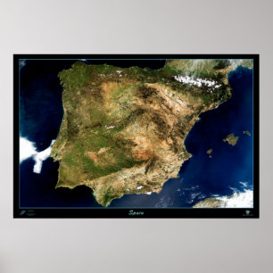 Affiche de satellite de l'Espagne