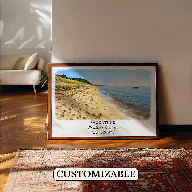 Affiche de Saugatuck Michigan, Aquarelle, Sur mesu (Créateur téléchargé)