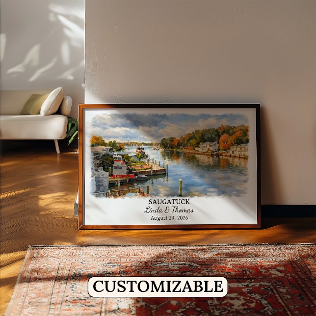 Affiche de Saugatuck Michigan, Aquarelle, Sur mesu (Créateur téléchargé)