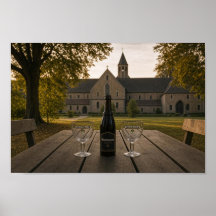 Affiche de scène de bière d'abbaye de monastère be