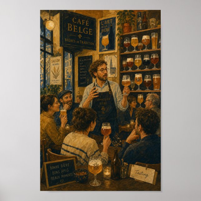 Affiche de scène de café de dégustation de bière b (Devant)