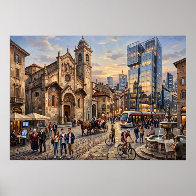 Affiche de scène de rue de ville historique (Devant)