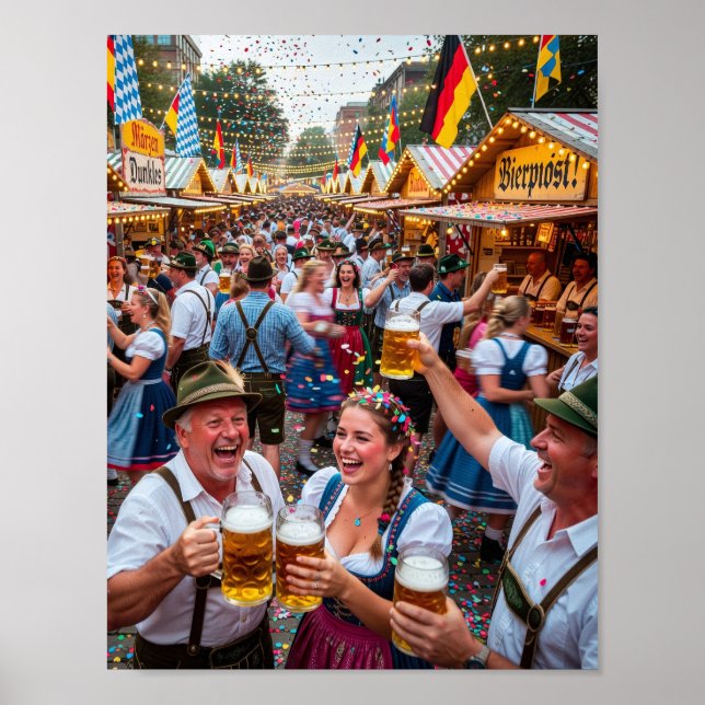 Affiche de scène joyeuse de l'Oktoberfest bavarois (Devant)