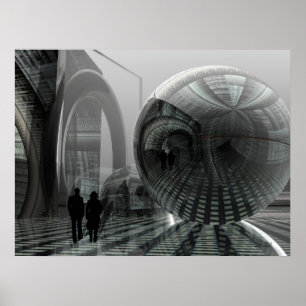 Affiche de science-fiction artistique "Marcher dan