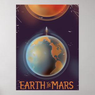 Affiche de science-fiction vintage Terre vers Mars