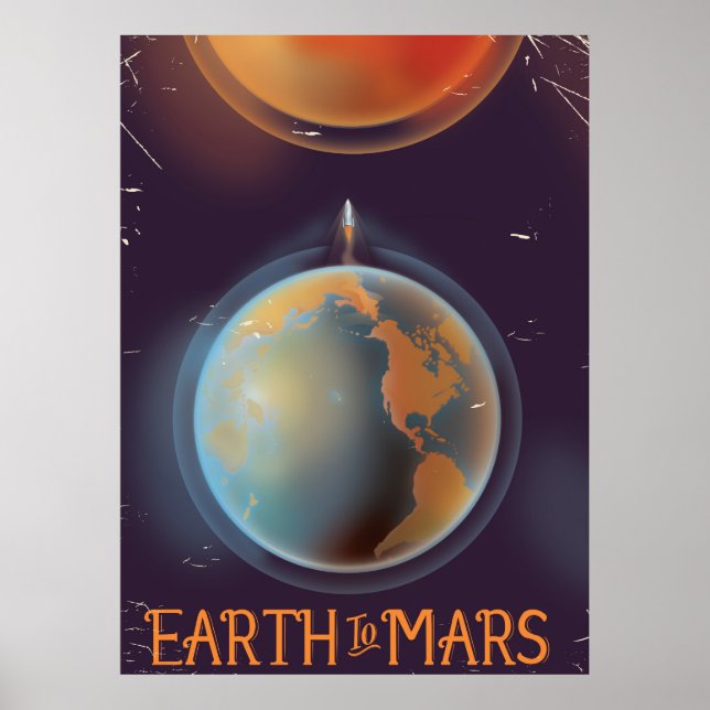 Affiche de science-fiction vintage Terre vers Mars (Devant)