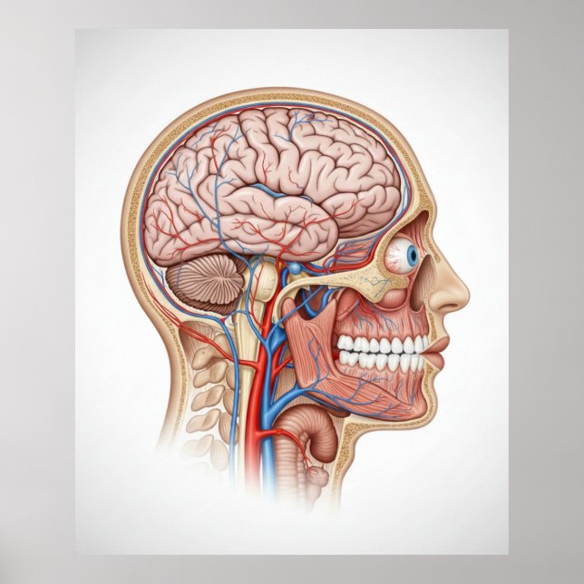 Affiche de sciences sur l'anatomie de la tête et d (Devant)