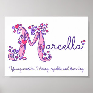 Affiche de sens du prénom de fille Marcella art mo