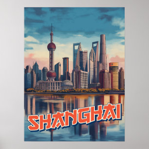 Affiche de Shanghai Skyline : Vivant paysage urbai
