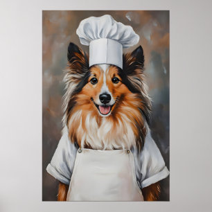 Affiche de Shetland Sheepdog au chapeau de chef, A