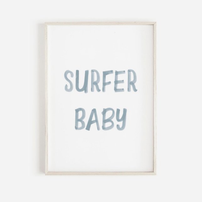 Affiche de signe de bébé surfeur bleu aquarelle (Créateur téléchargé)