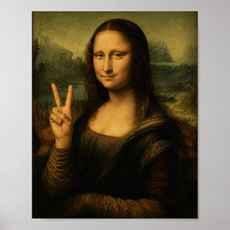 Affiche de signe de paix de Mona Lisa
