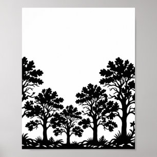 Affiche de silhouette d'arbres noirs