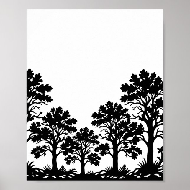 Affiche de silhouette d'arbres noirs (Devant)