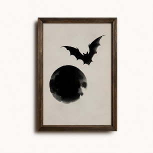 Affiche de silhouette de chauve-souris sur la lune