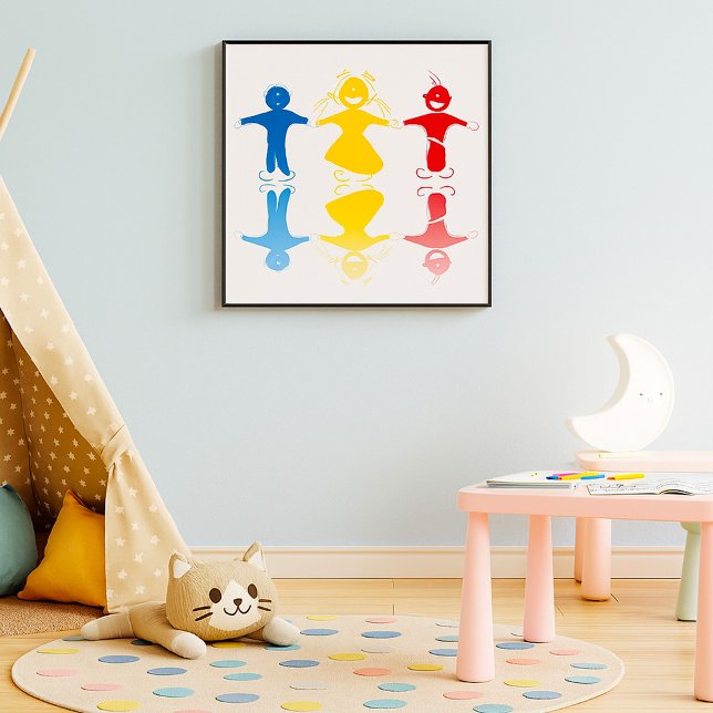 Affiche de silhouettes d'enfants heureux (Créateur téléchargé)