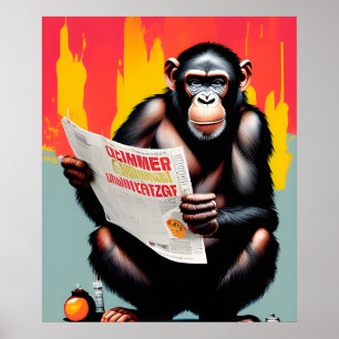 Affiche de singe intelligent personnalisée - décor