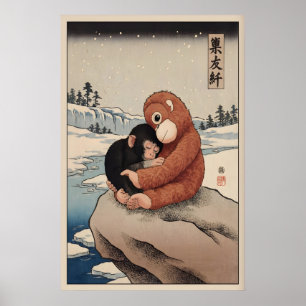 Affiche de singe Punch Macaque japonais avec