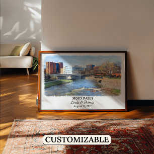 Affiche de Sioux Falls Dakota du Sud, Aquarelle