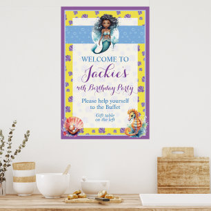 Affiche de sirène magique mignonne et colorée