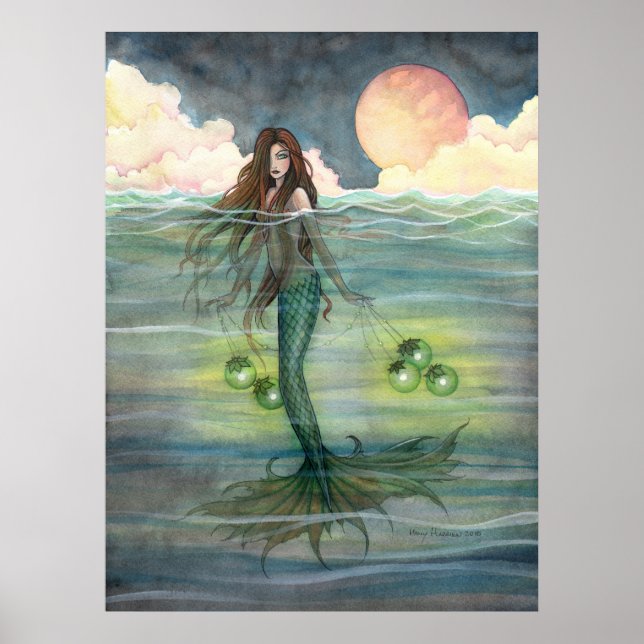 Affiche de sirène "Mer illuminée" par Molly Harris (Devant)