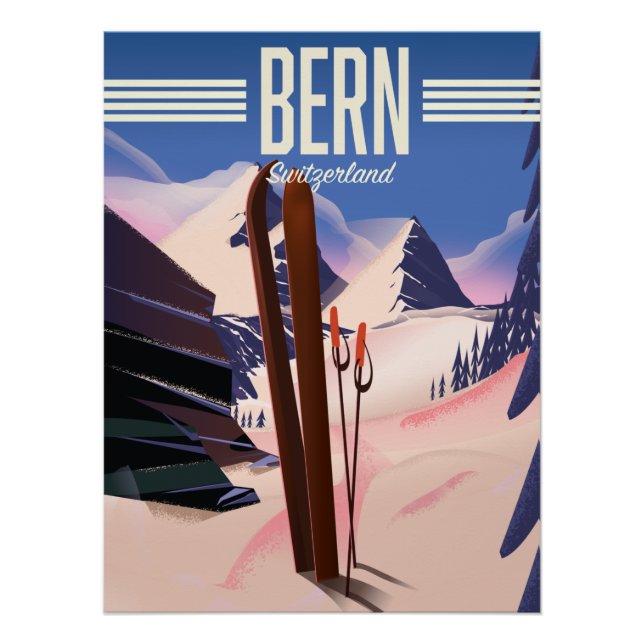 Affiche de ski à Berne en Suisse (Devant)