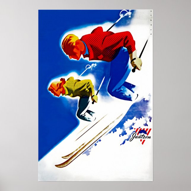 Affiche de ski Art de ski Cadeau de skieur Affiche (Devant)