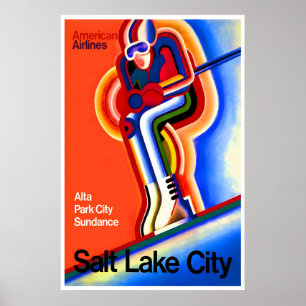 Affiche de ski artistique de Salt Lake City, impre